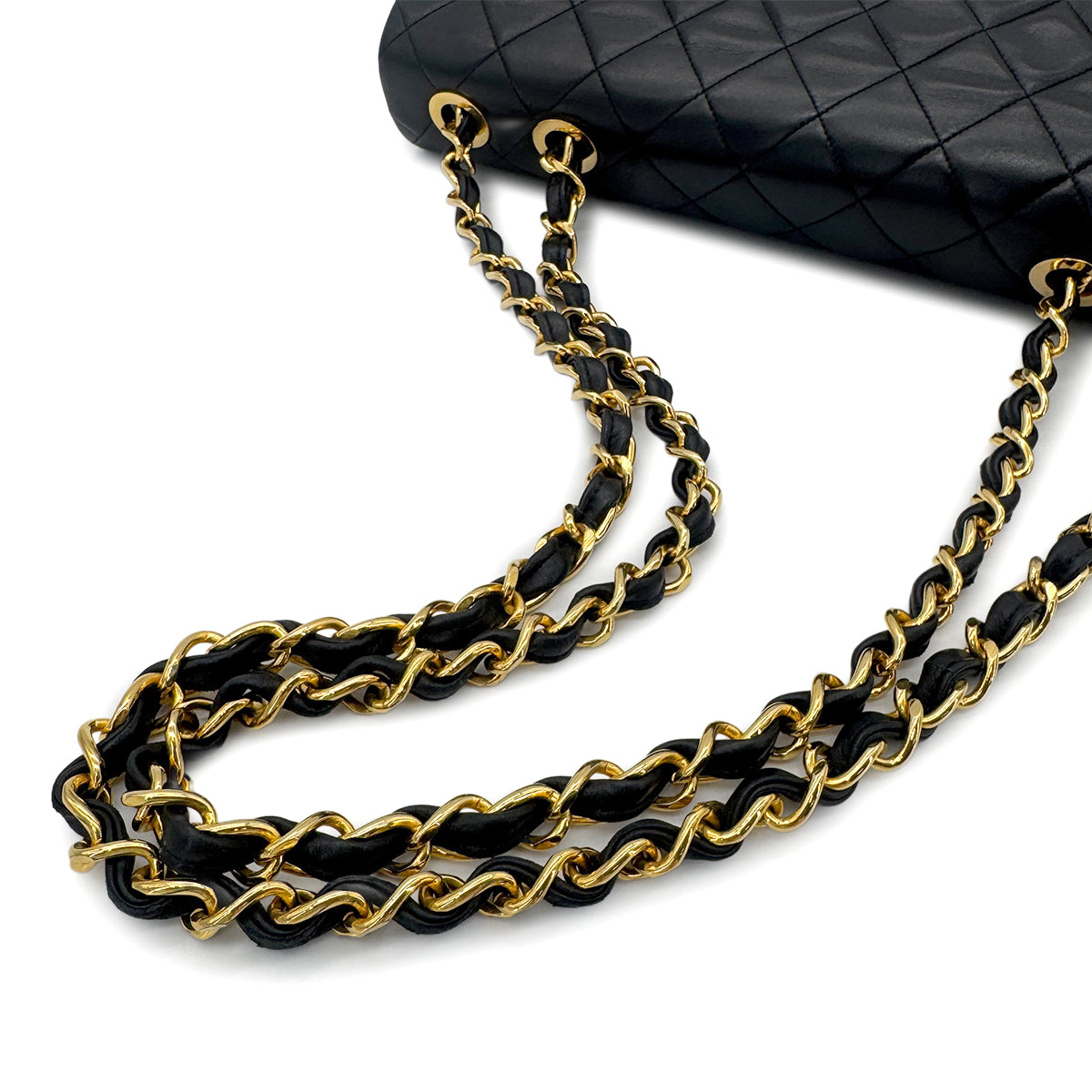 CHANEL VINTAGE BIG COCO MATELASSE CHAIN SHOULDER BAG BLACK LAMB SKIN 90270785