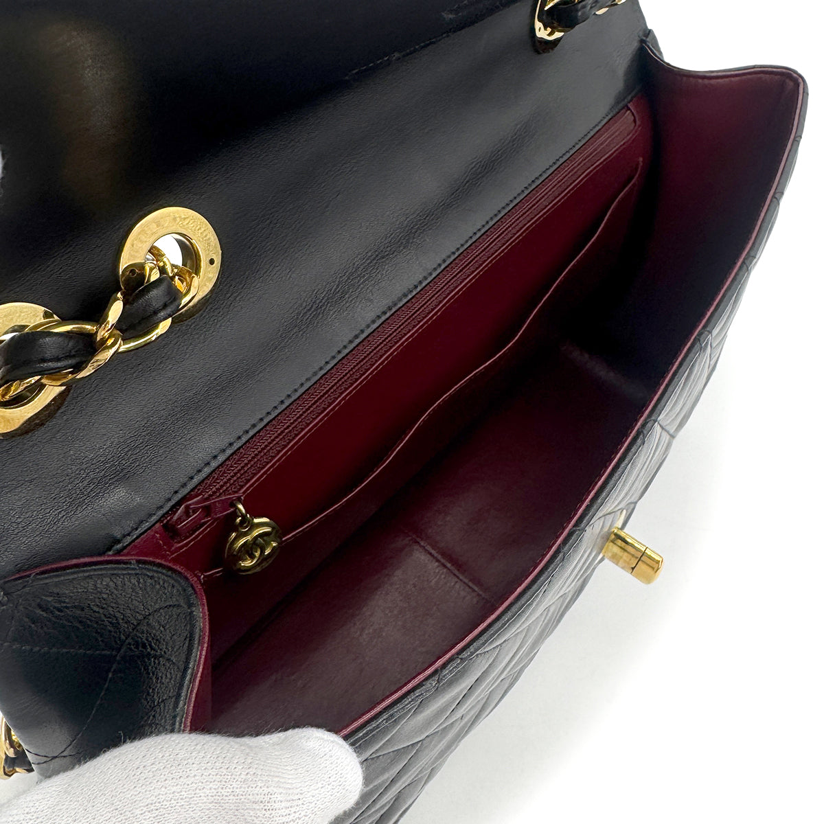 CHANEL VINTAGE BIG COCO MATELASSE CHAIN SHOULDER BAG BLACK LAMB SKIN 90270785