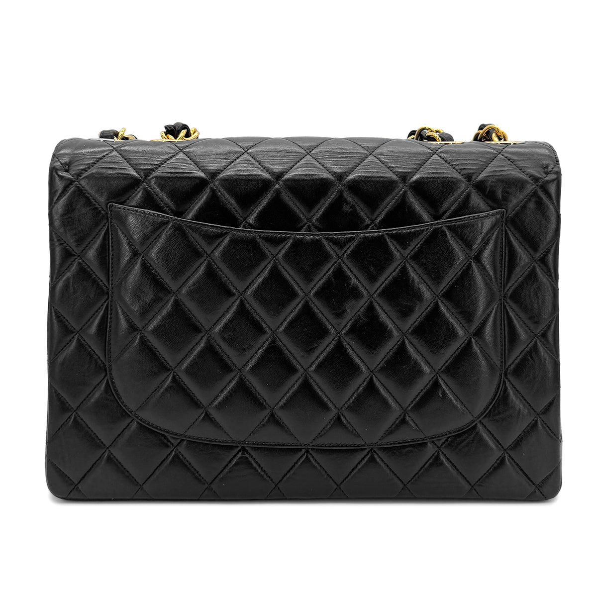 CHANEL VINTAGE BIG COCO MATELASSE CHAIN SHOULDER BAG BLACK LAMB SKIN 90270786