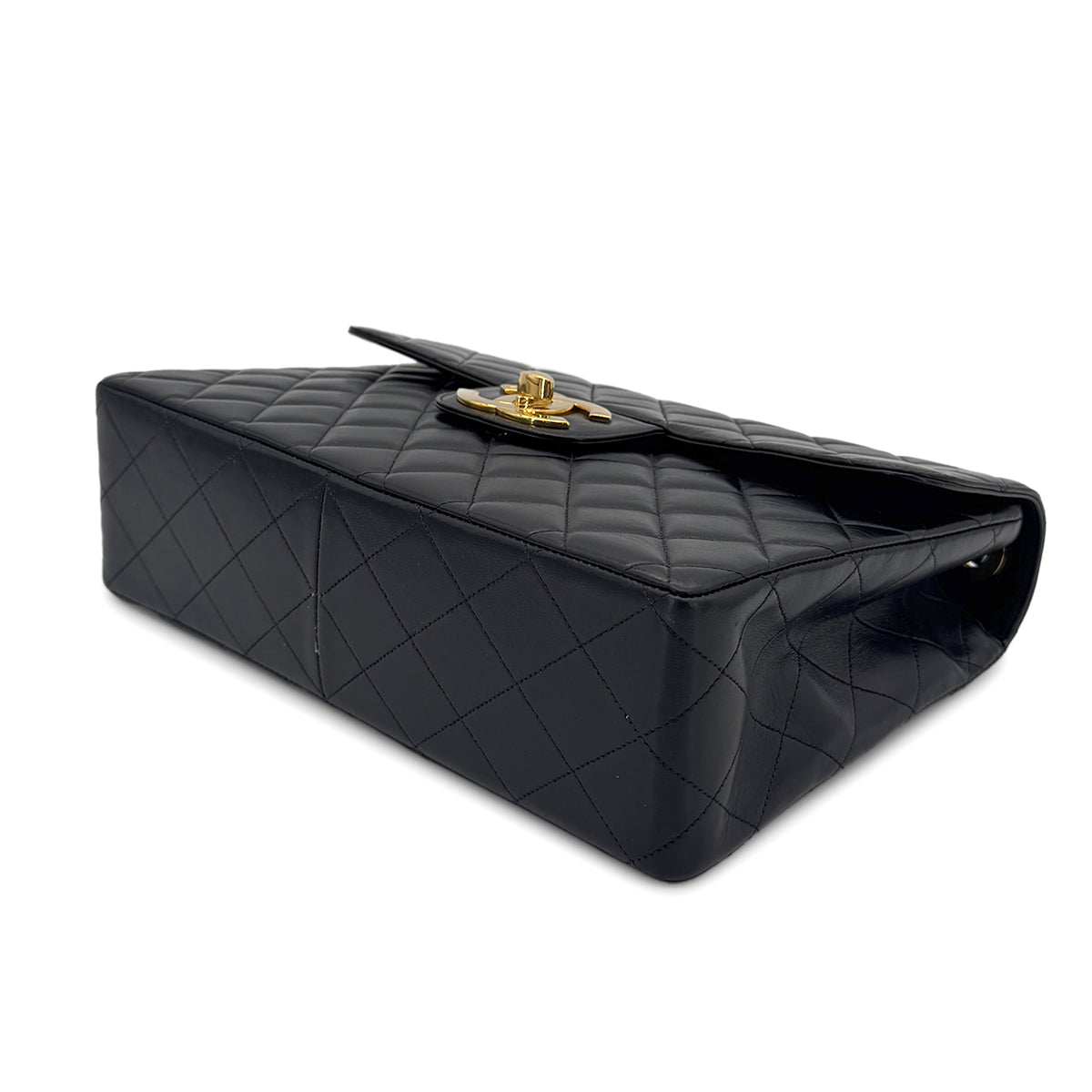 CHANEL VINTAGE BIG COCO MATELASSE CHAIN SHOULDER BAG BLACK LAMB SKIN 90270786