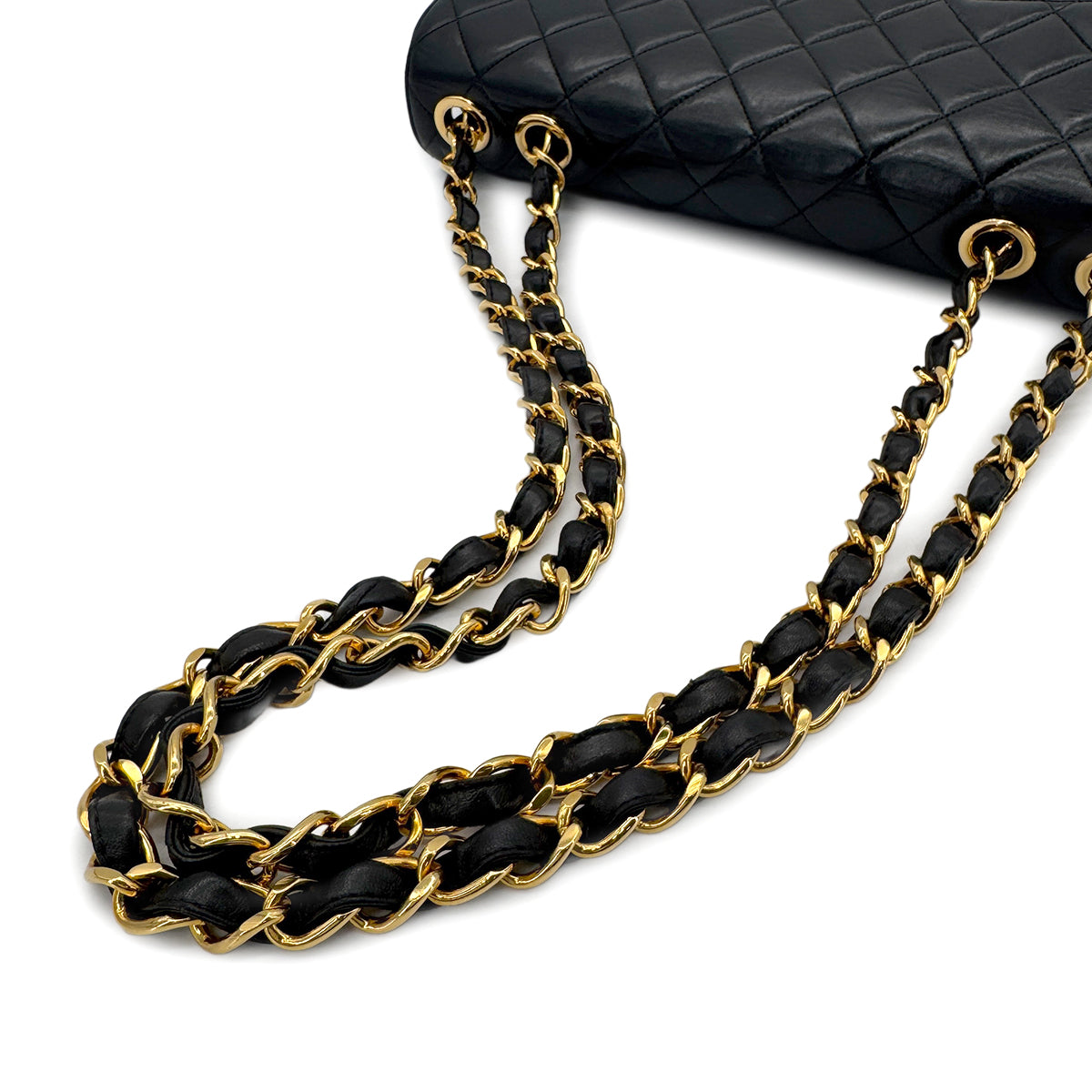 CHANEL VINTAGE BIG COCO MATELASSE CHAIN SHOULDER BAG BLACK LAMB SKIN 90270786