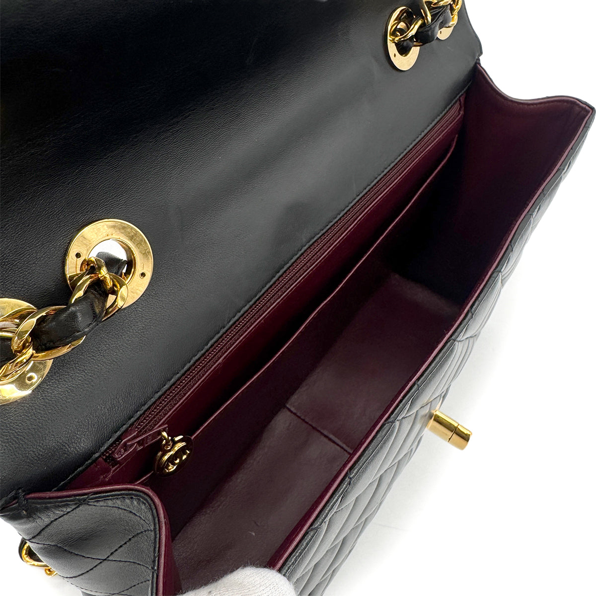 CHANEL VINTAGE BIG COCO MATELASSE CHAIN SHOULDER BAG BLACK LAMB SKIN 90270786