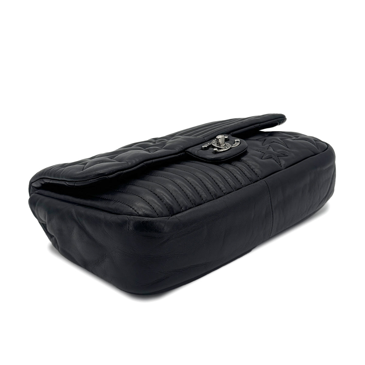 CHANEL PARIDARAS CHAIN SHOULDER BAG STAR BLACK LAMB SKIN 90270787