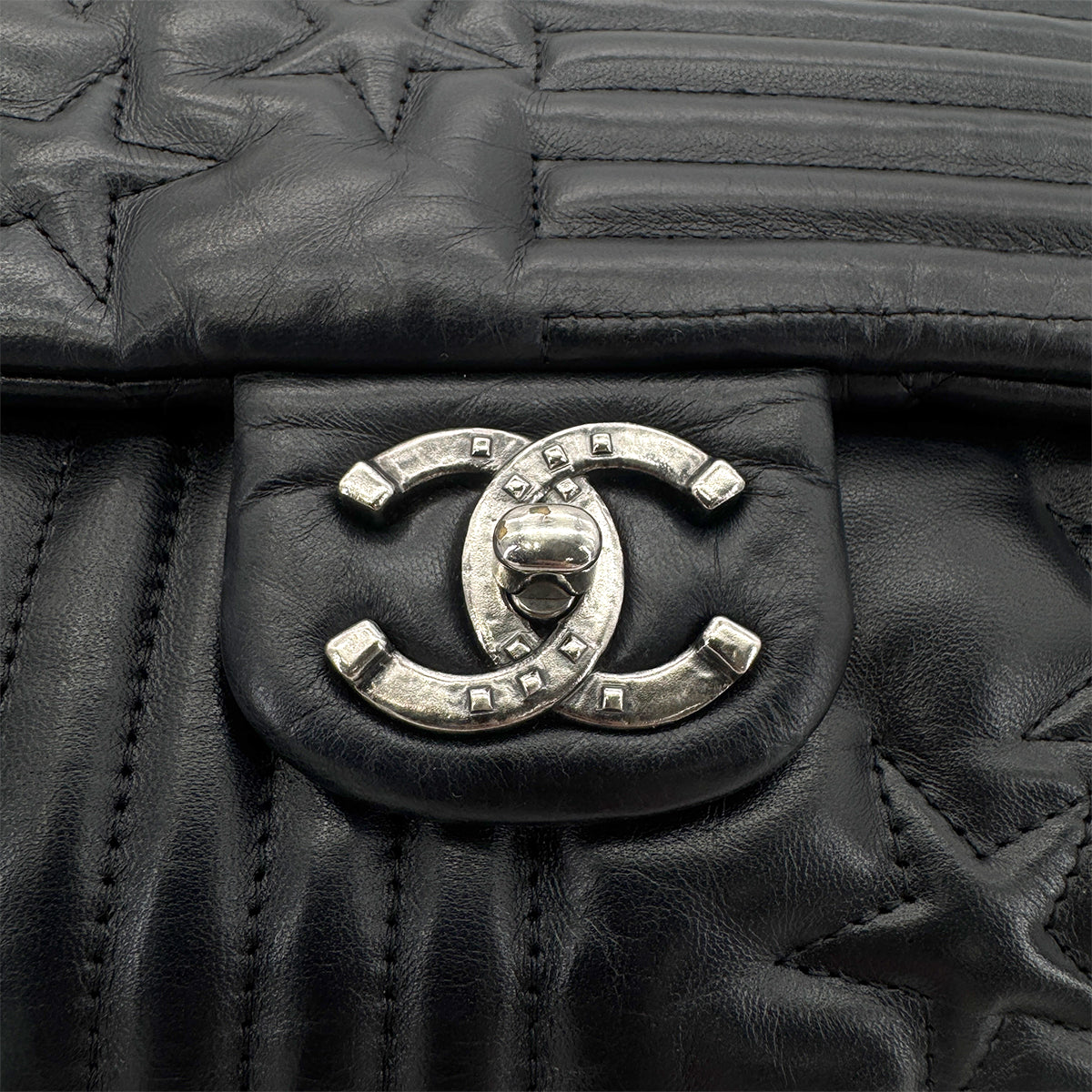 CHANEL PARIDARAS CHAIN SHOULDER BAG STAR BLACK LAMB SKIN 90270787