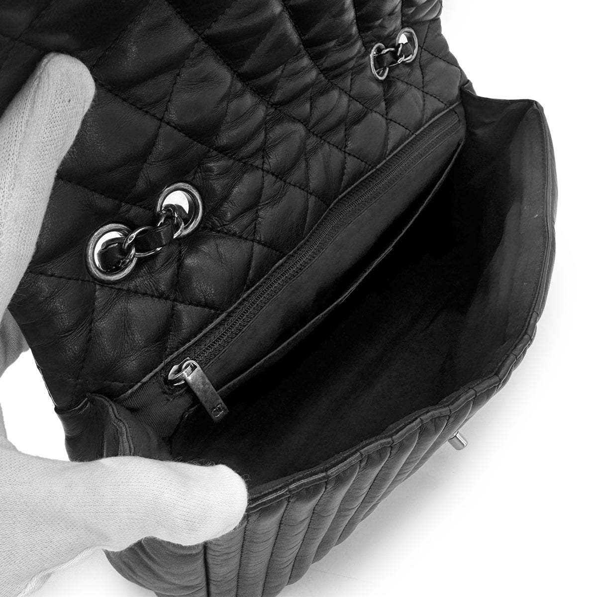 CHANEL PARIDARAS CHAIN SHOULDER BAG STAR BLACK LAMB SKIN 90270787