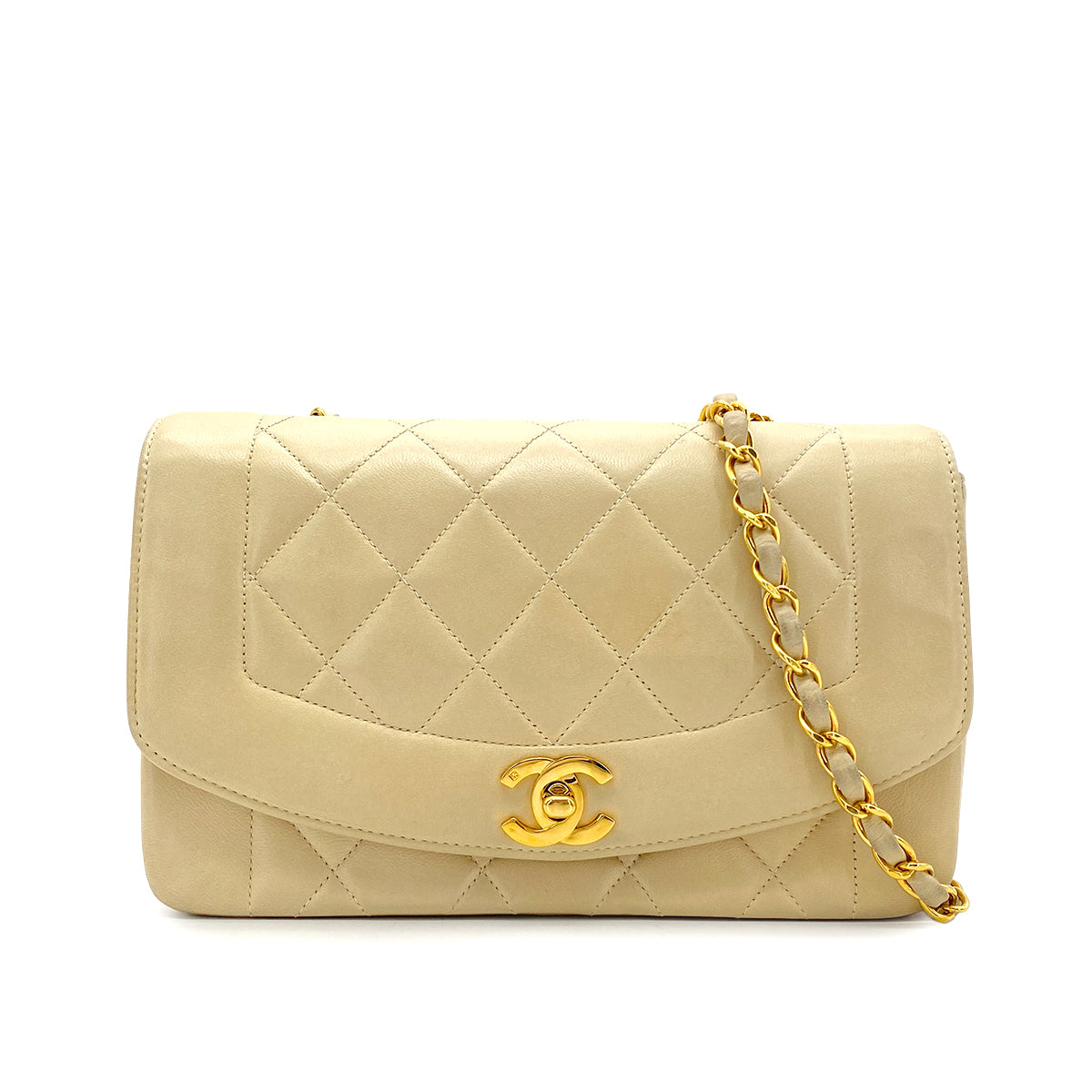 CHANEL VINTAGE DIANA SMALL CHAIN SHOULDER BAG BERGE LAMB SKIN  90270791