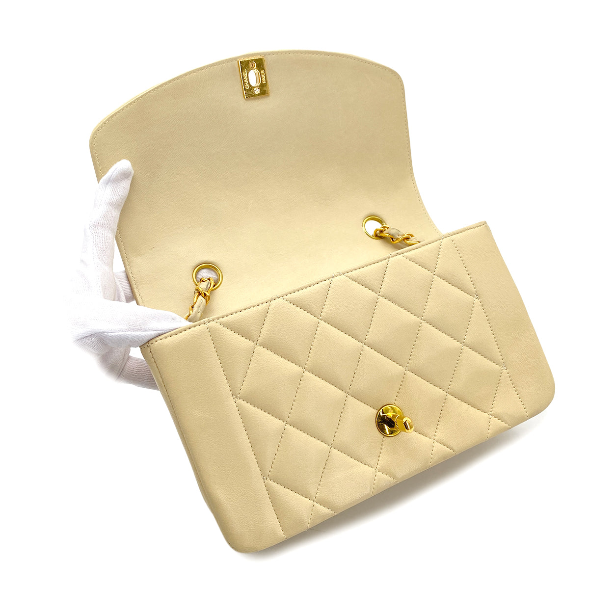 CHANEL VINTAGE DIANA SMALL CHAIN SHOULDER BAG BERGE LAMB SKIN  90270791