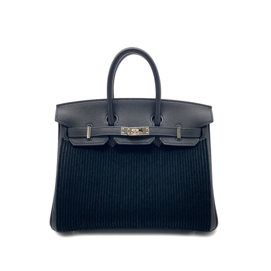 HERMES BIRKIN 25 COTE A COTE BLACK SWIFT TUFFETAGE HAND BAG B SHW 90270792