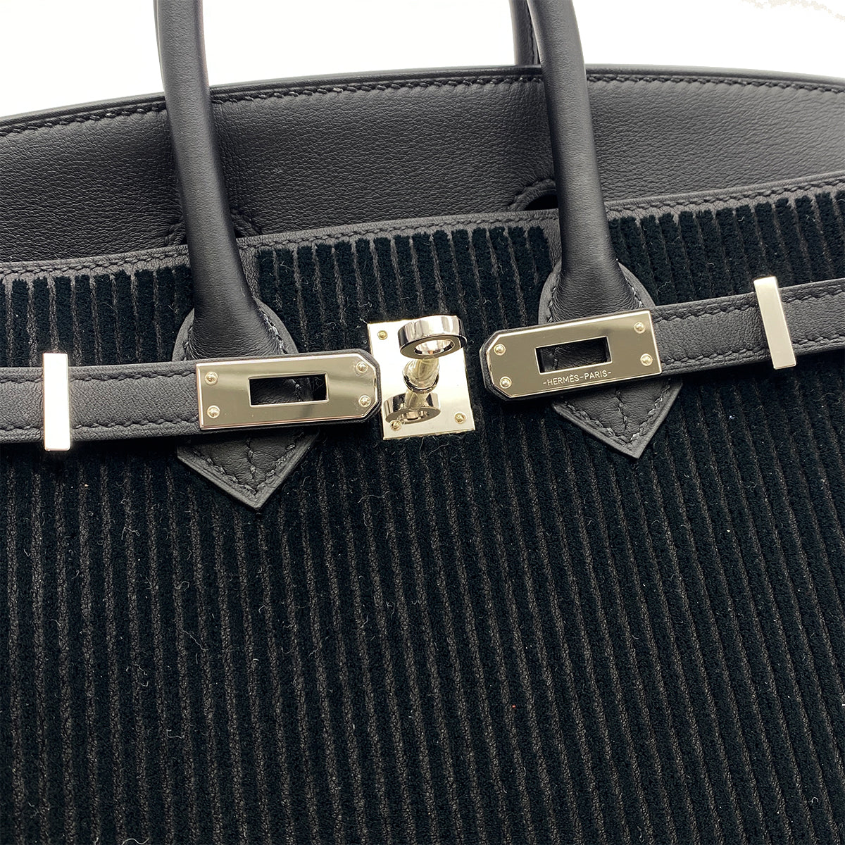 HERMES BIRKIN 25 COTE A COTE BLACK SWIFT TUFFETAGE HAND BAG B SHW 90270792