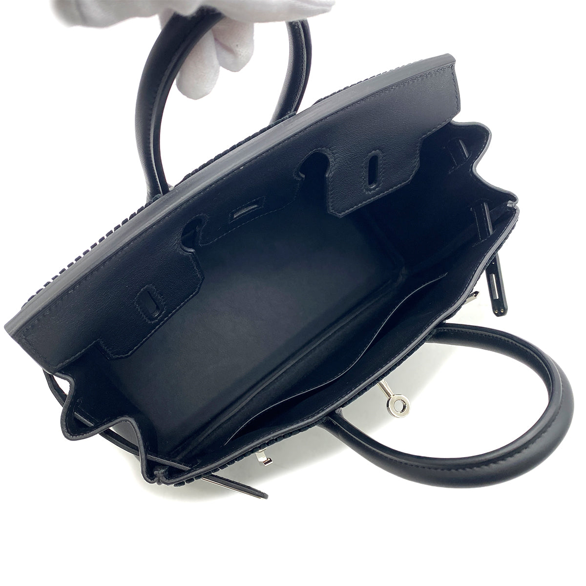HERMES BIRKIN 25 COTE A COTE BLACK SWIFT TUFFETAGE HAND BAG B SHW 90270792