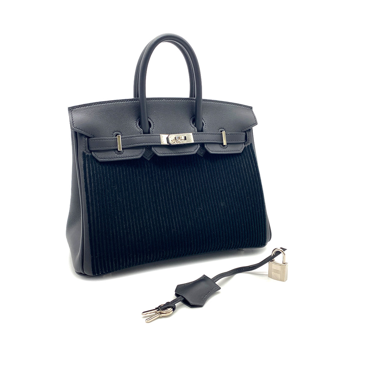 HERMES BIRKIN 25 COTE A COTE BLACK SWIFT TUFFETAGE HAND BAG B SHW 90270792