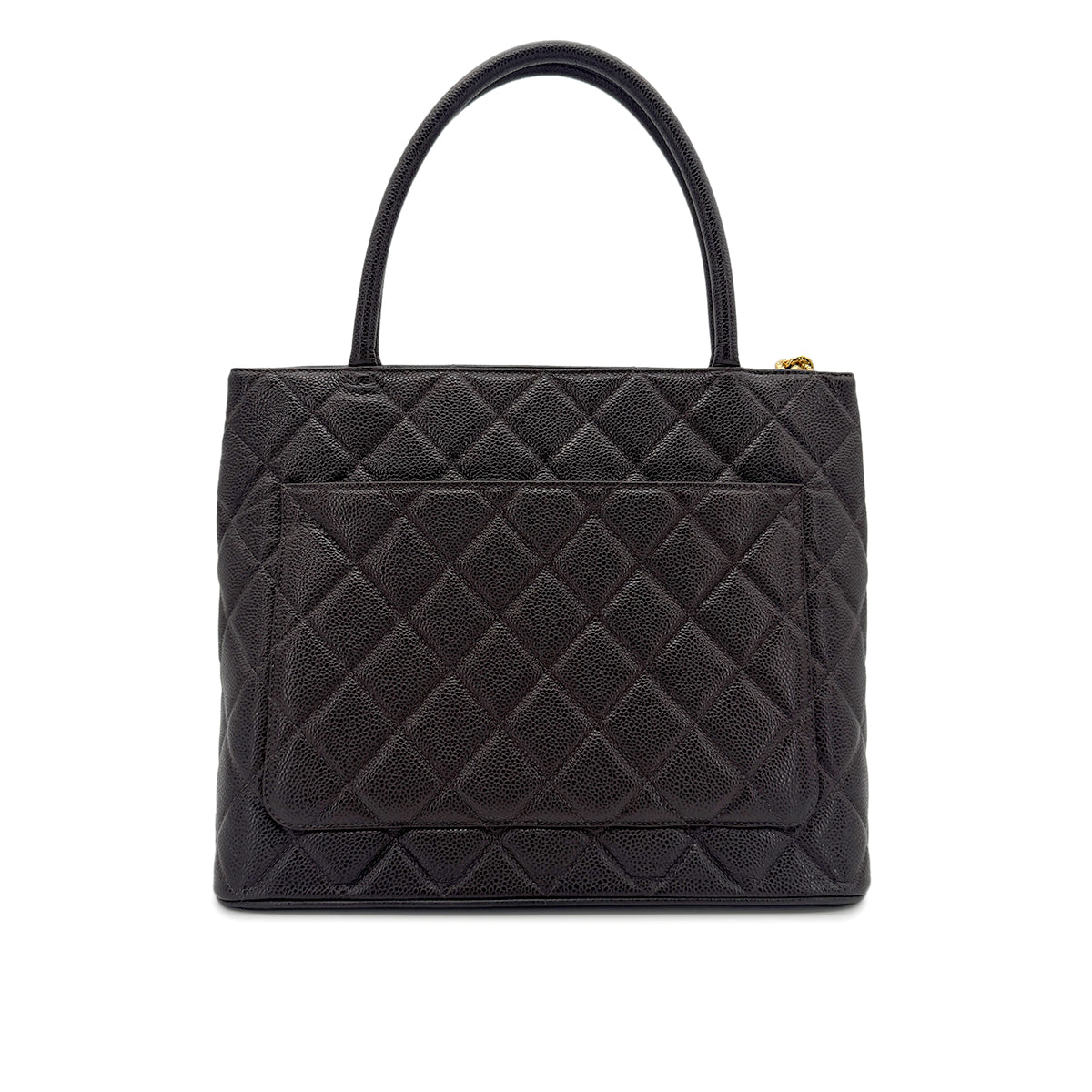 CHANEL VINTAGE MEDALLION TOTE BAG BROWN CAVIAR SKIN 90270795