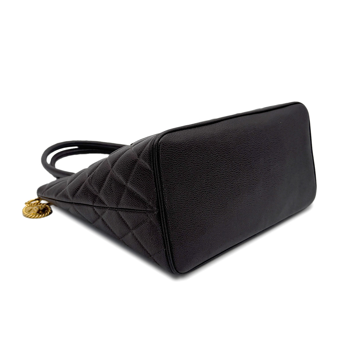 CHANEL VINTAGE MEDALLION TOTE BAG BROWN CAVIAR SKIN 90270795