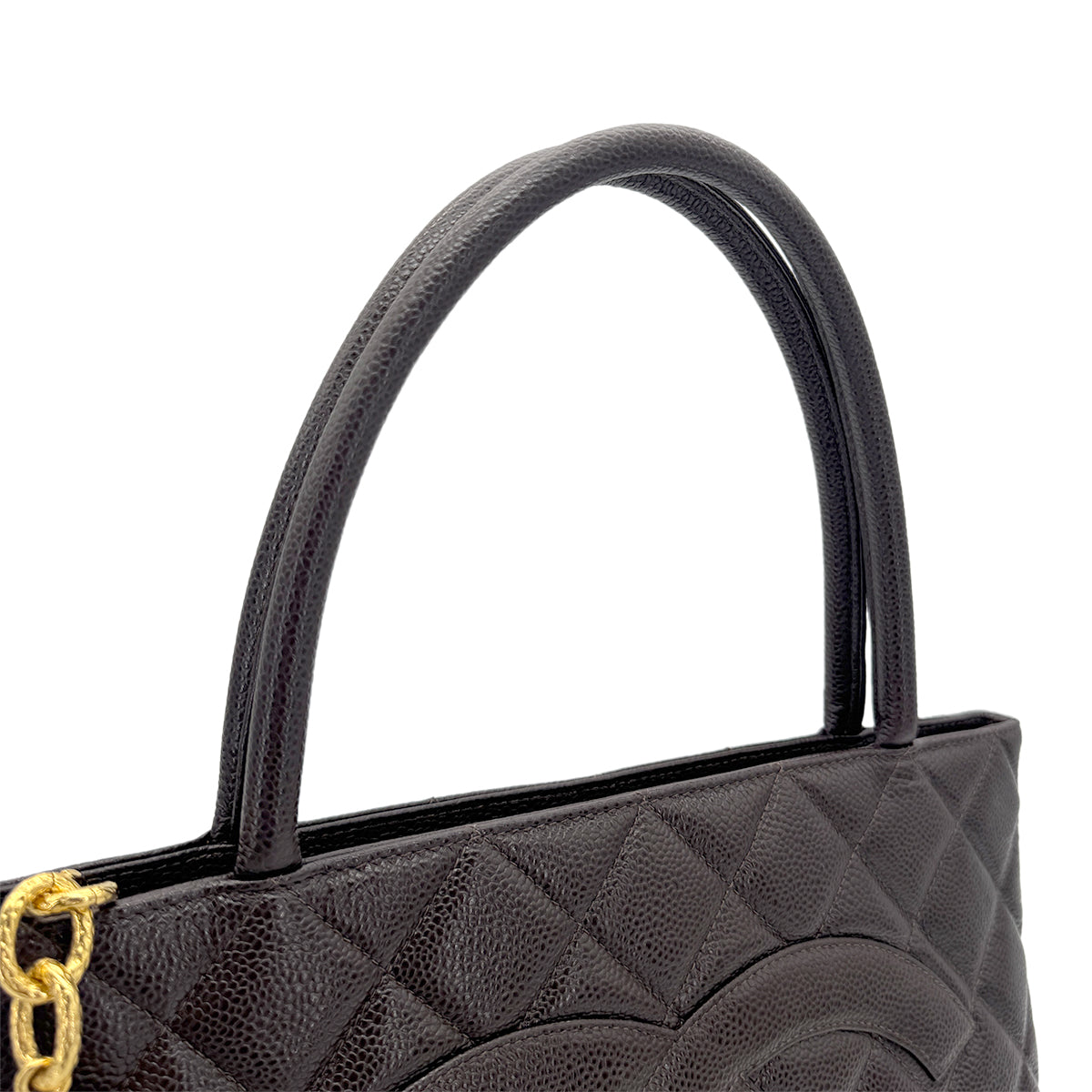CHANEL VINTAGE MEDALLION TOTE BAG BROWN CAVIAR SKIN 90270795