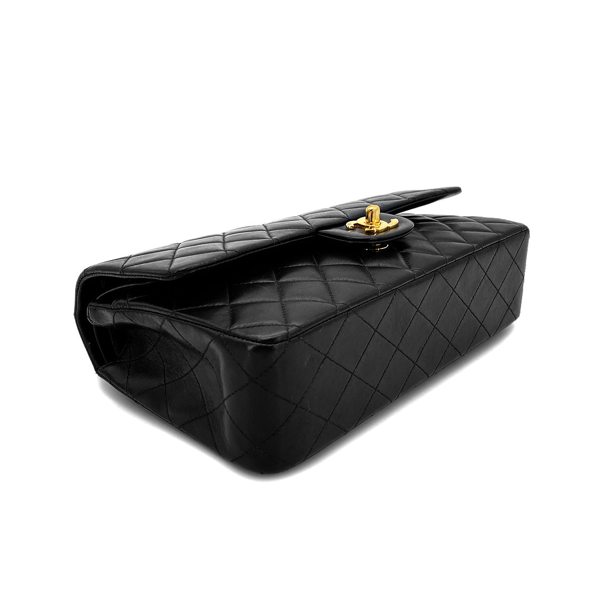 CHANEL VINTAGE CLASSIC FLAP MEDIUM CHAIN SHOULDER BAG BLACK LAMB SKIN 90270796