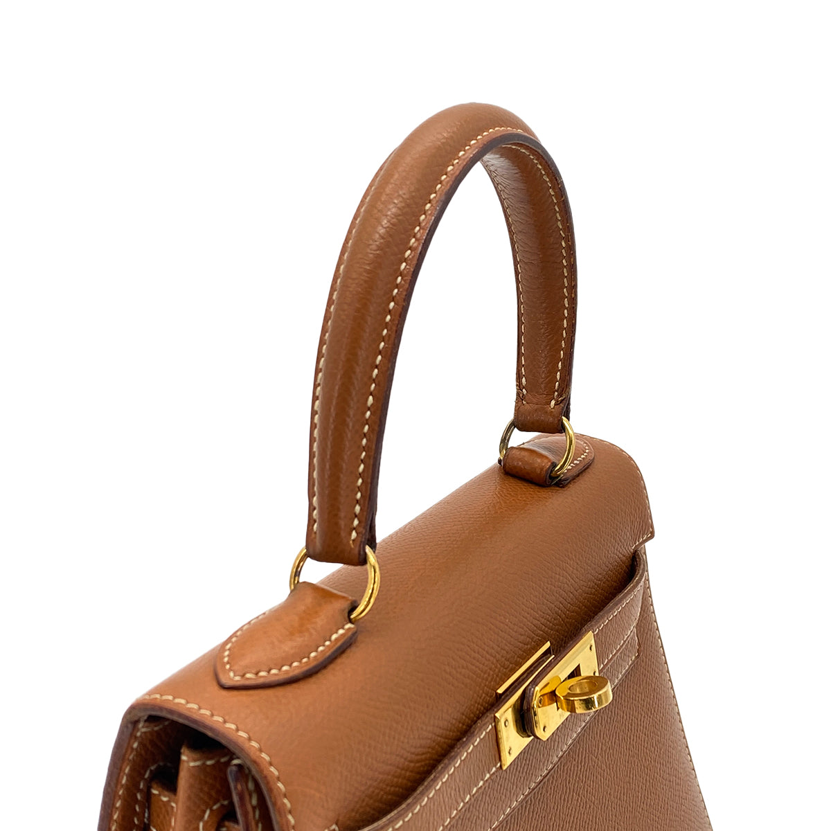 HERMES MINI KELLY 20 SELLIER GOLD COUCHEVEL SHOULDER BAG V GHW 90270798