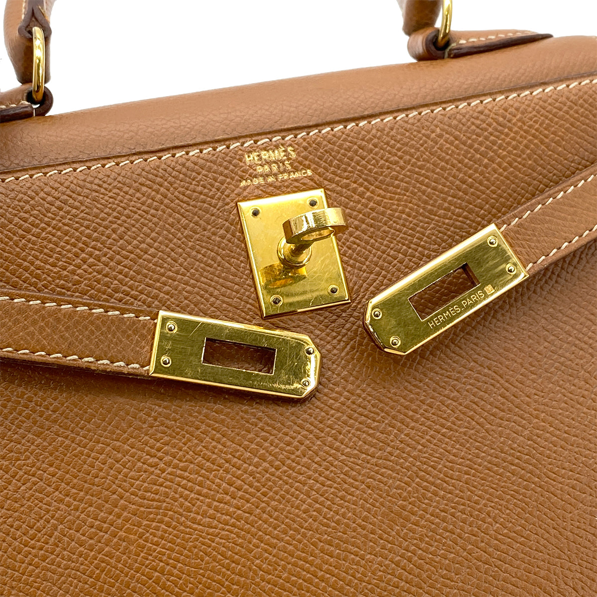 HERMES MINI KELLY 20 SELLIER GOLD COUCHEVEL SHOULDER BAG V GHW 90270798