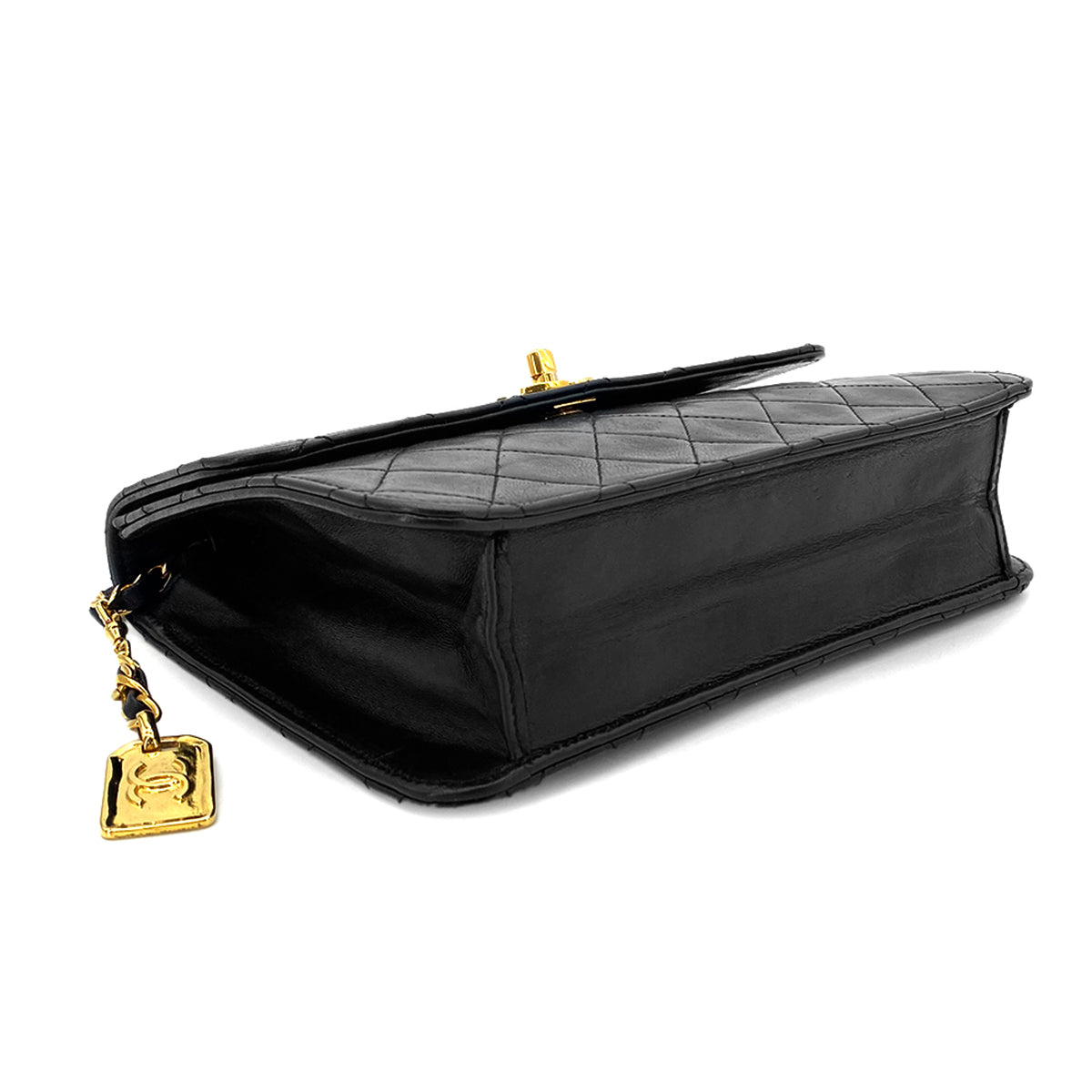 CHANEL VINTAGE MATELASSE 2WAY CHAIN SHOULDER BAG BLACK LAMB SKIN 90270799