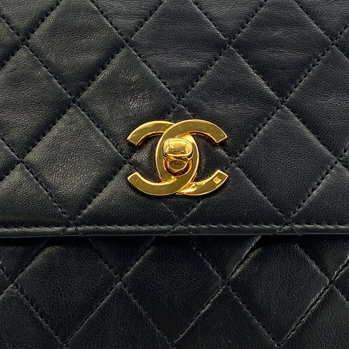 CHANEL VINTAGE MATELASSE 2WAY CHAIN SHOULDER BAG BLACK LAMB SKIN 90270799