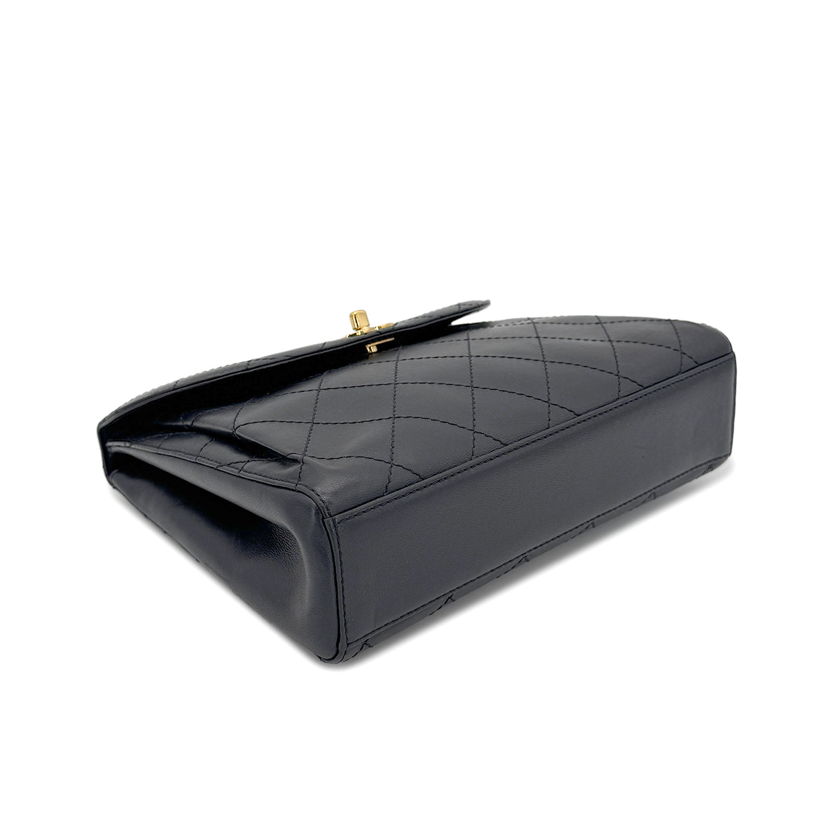 CHANEL VINTAGE MATELASSE CHAIN SHOULDER BAG BLACK LAMB SKIN 90270807