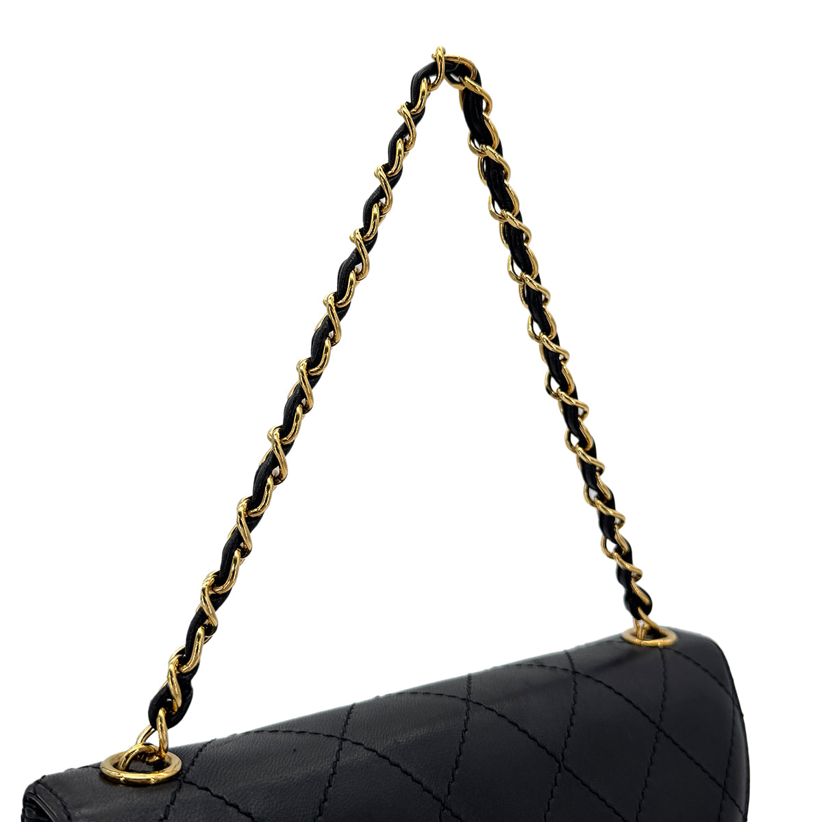 CHANEL VINTAGE MATELASSE CHAIN SHOULDER BAG BLACK LAMB SKIN 90270807