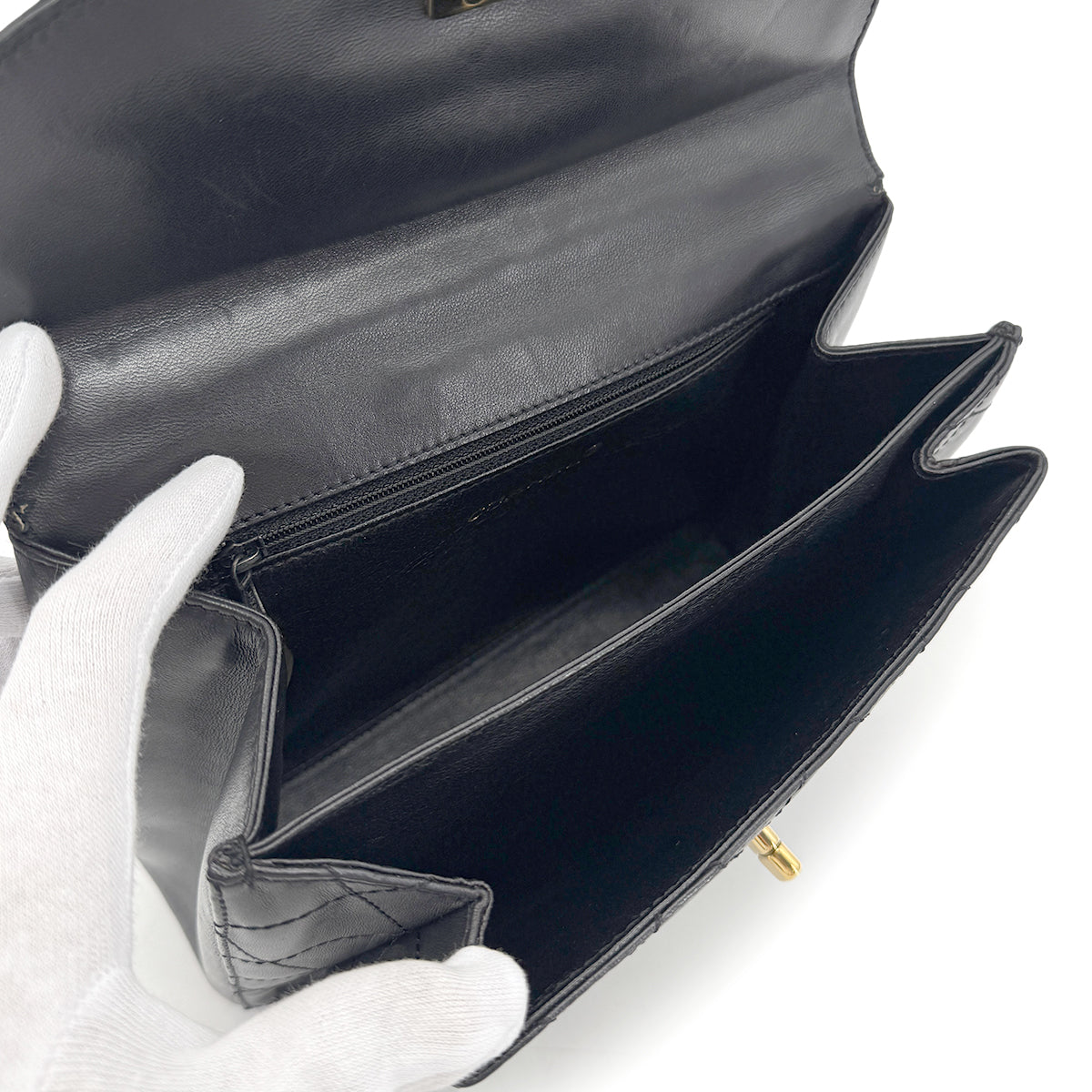 CHANEL VINTAGE MATELASSE CHAIN SHOULDER BAG BLACK LAMB SKIN 90270807