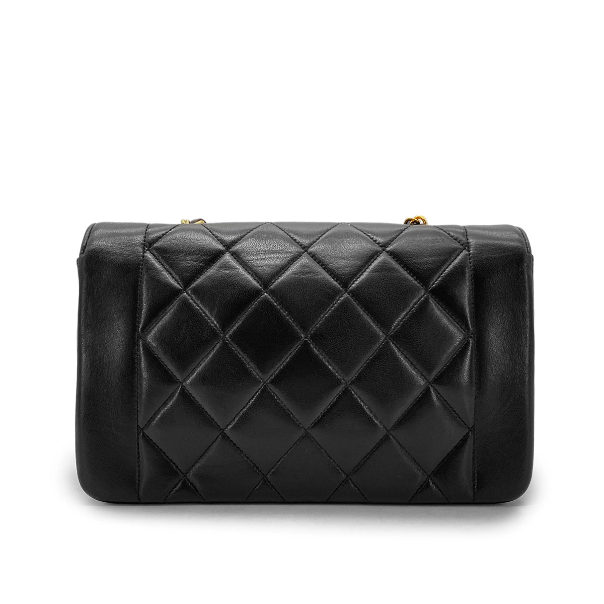 CHANEL VINTAGE DIANA SMALL CHAIN SHOULDER BAG BLACK LAMB SKIN 90270845