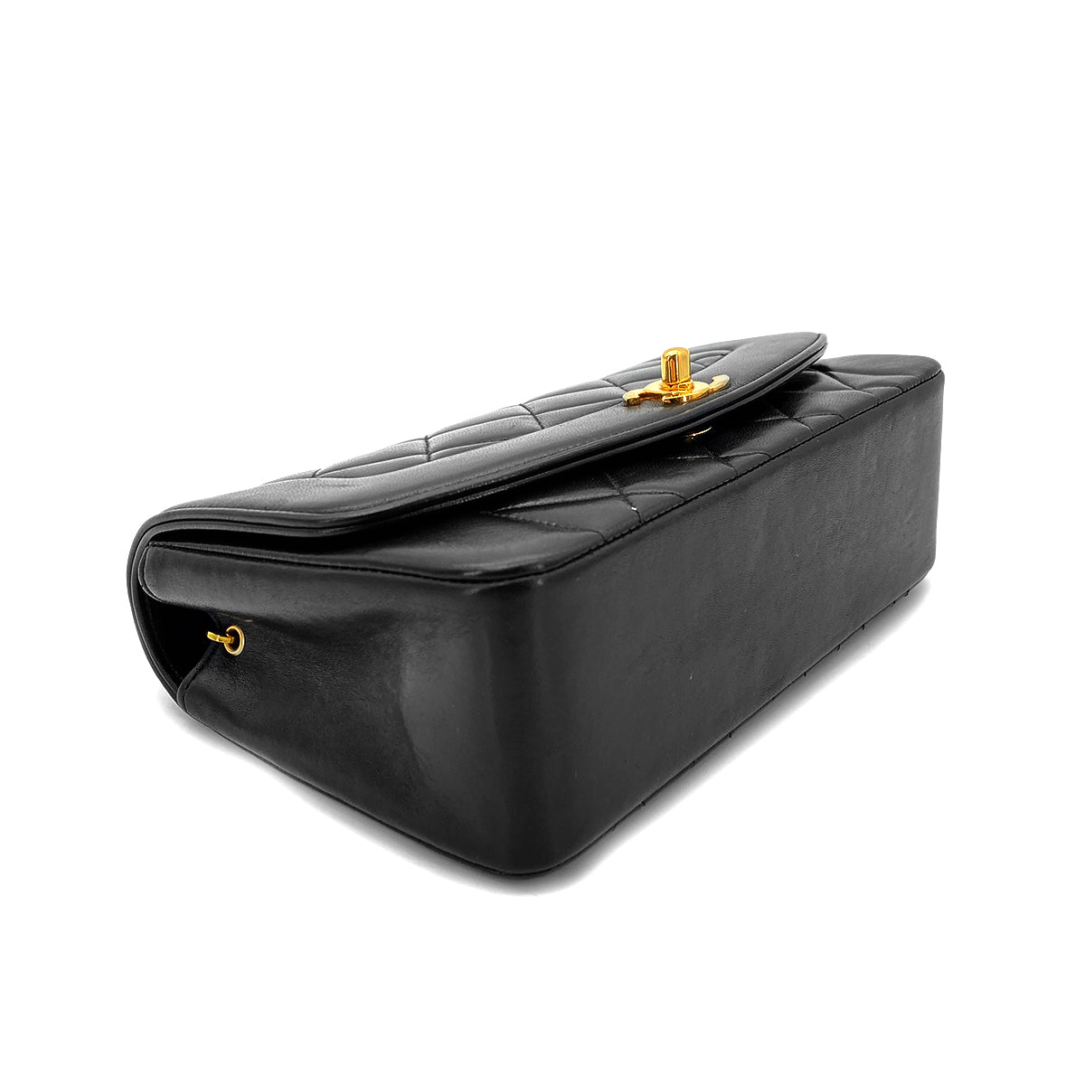 CHANEL VINTAGE DIANA SMALL CHAIN SHOULDER BAG BLACK LAMB SKIN 90270845