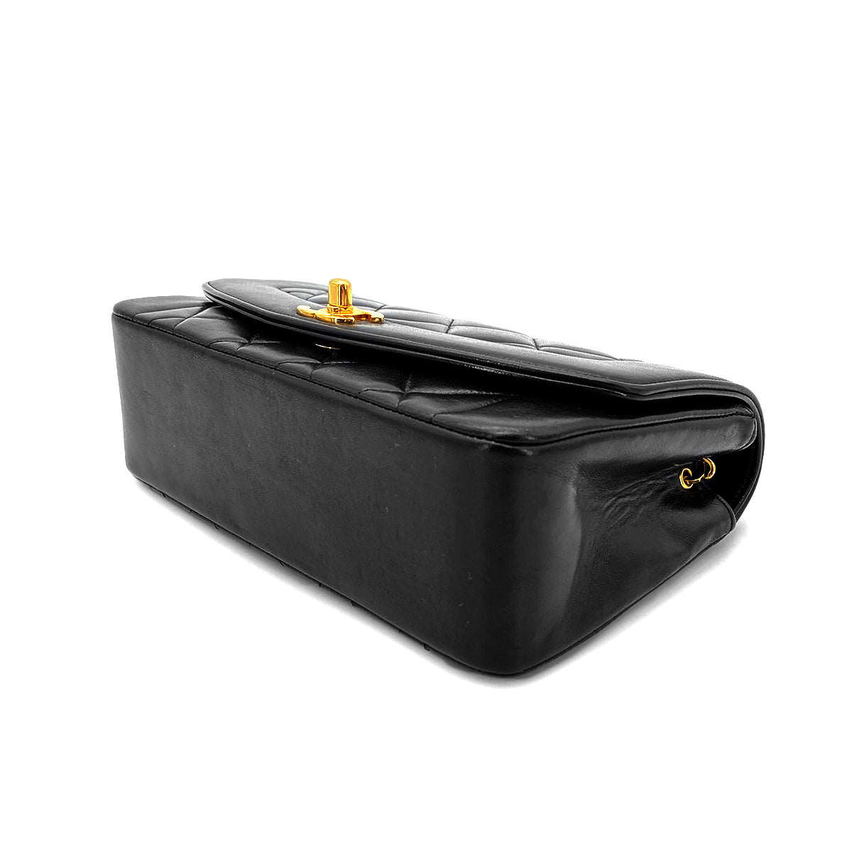 CHANEL VINTAGE DIANA SMALL CHAIN SHOULDER BAG BLACK LAMB SKIN 90270845