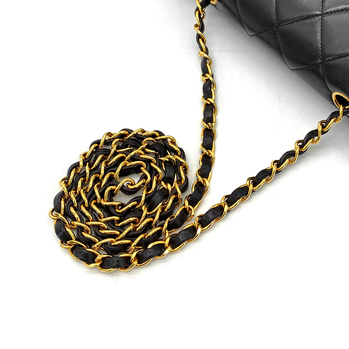 CHANEL VINTAGE DIANA SMALL CHAIN SHOULDER BAG BLACK LAMB SKIN 90270845