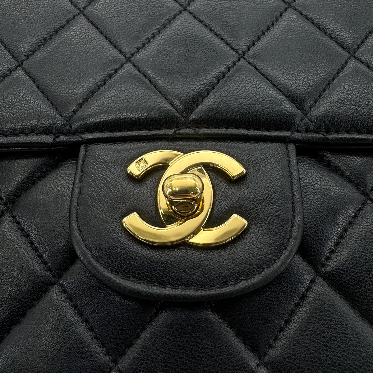 CHANEL VINTAGE PARENT-CHILD BAG PARENTS ONLY BLACK LAMB SKIN 90270847