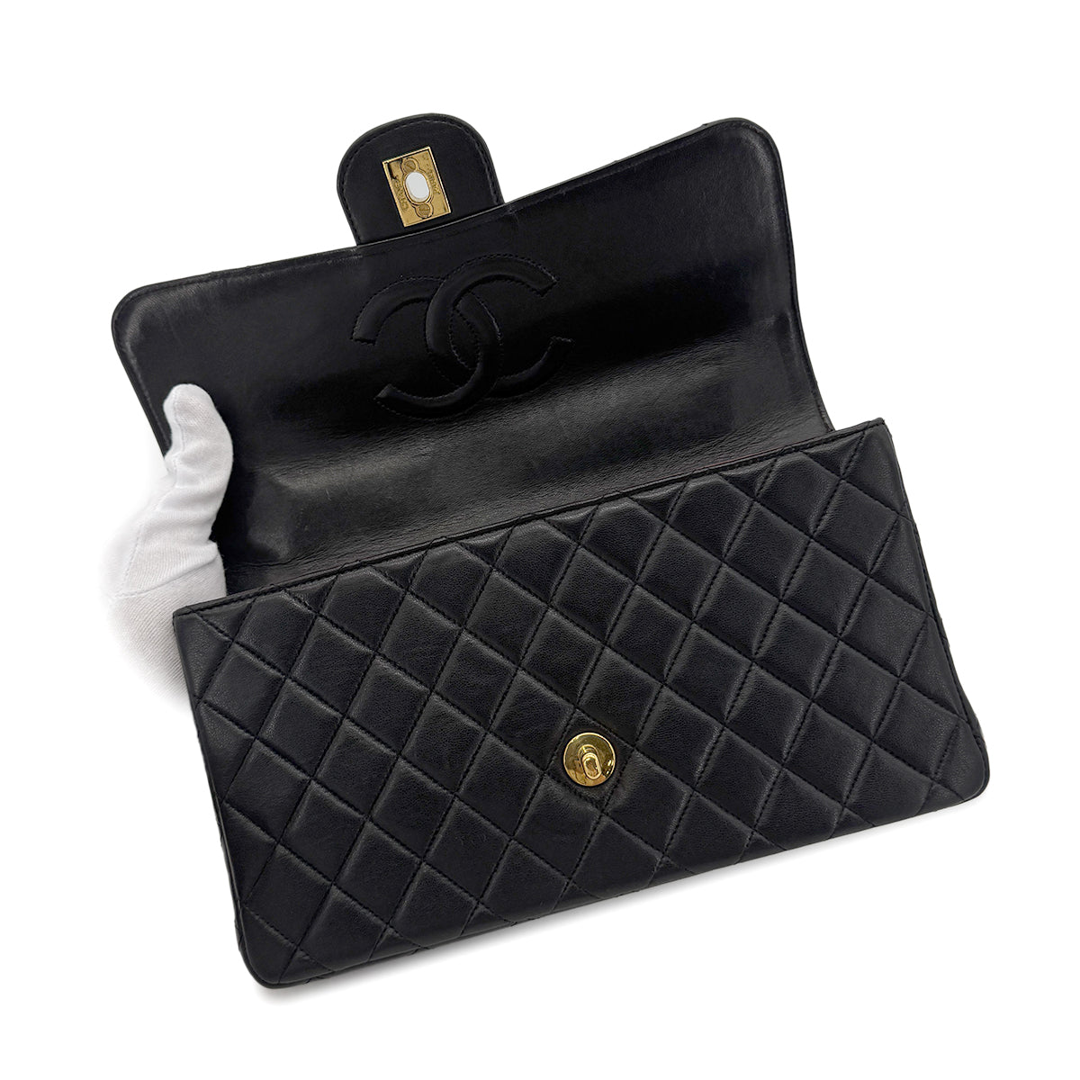 CHANEL VINTAGE PARENT-CHILD BAG PARENTS ONLY BLACK LAMB SKIN 90270847