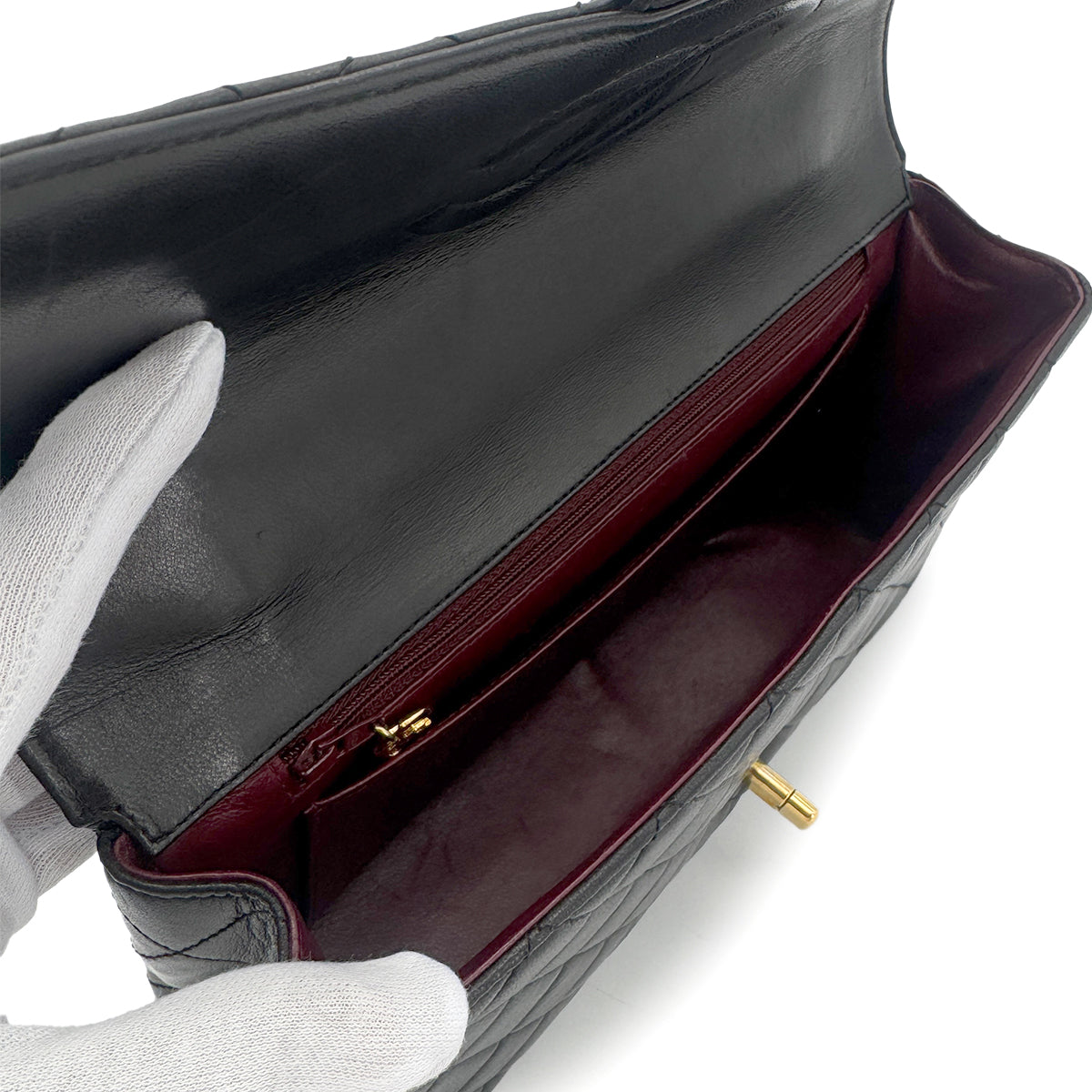 CHANEL VINTAGE PARENT-CHILD BAG PARENTS ONLY BLACK LAMB SKIN 90270847