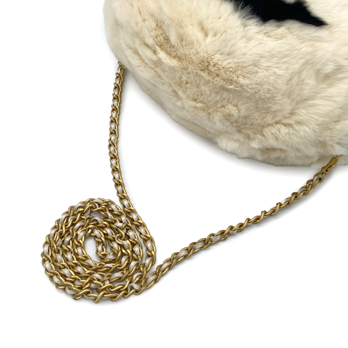 CHANEL VINTAGE LAPINFUR COCOMARK ARM WARMER CHAIN SHOULDER BAG WHITE FUR 90270848