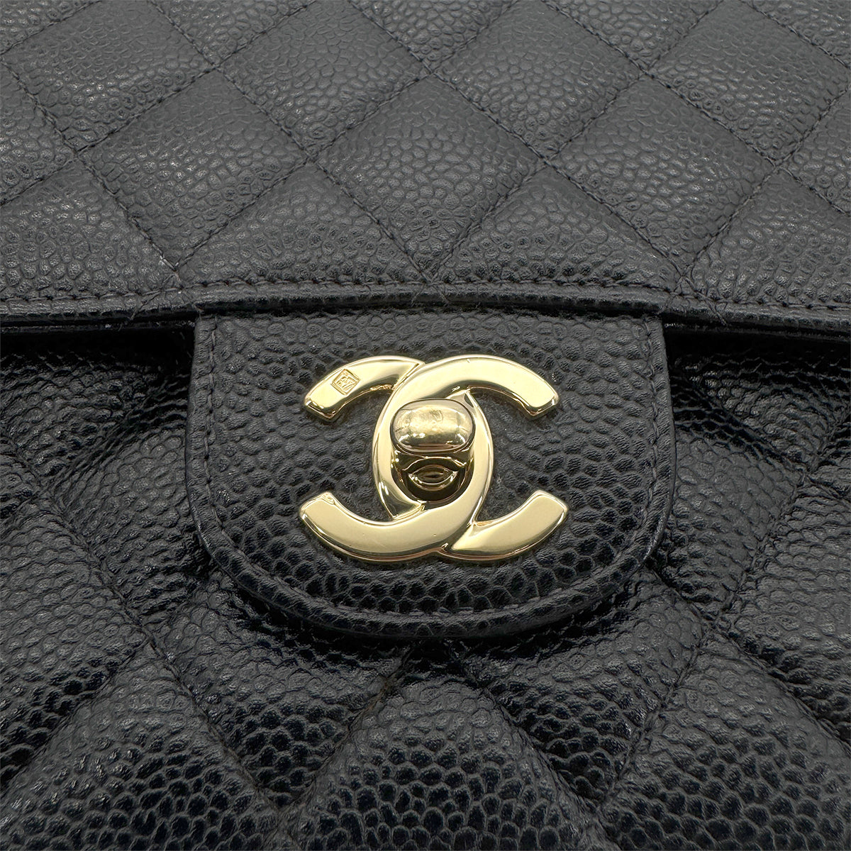 CHANEL VINTAGE CLASSIC FLAP MEDIUM CHAIN SHOULDER BAG BLACK CAVIAR SKIN 90270851