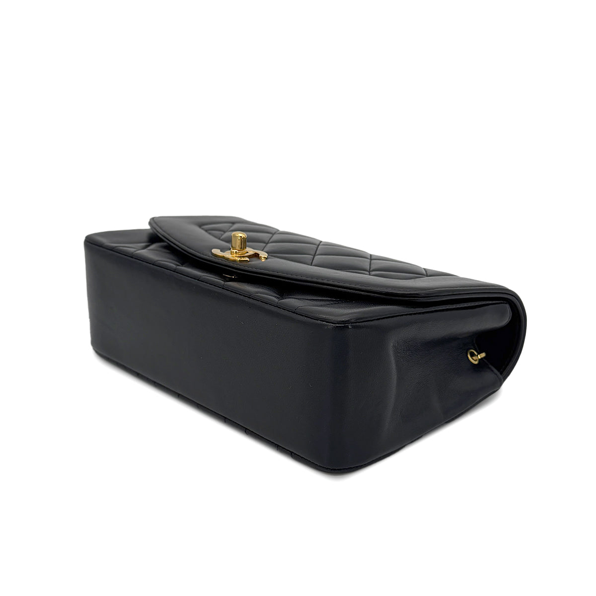 CHANEL VINTAGE DIANA SMALL CHAIN SHOULDER BAG BLACK LAMB SKIN 90270854