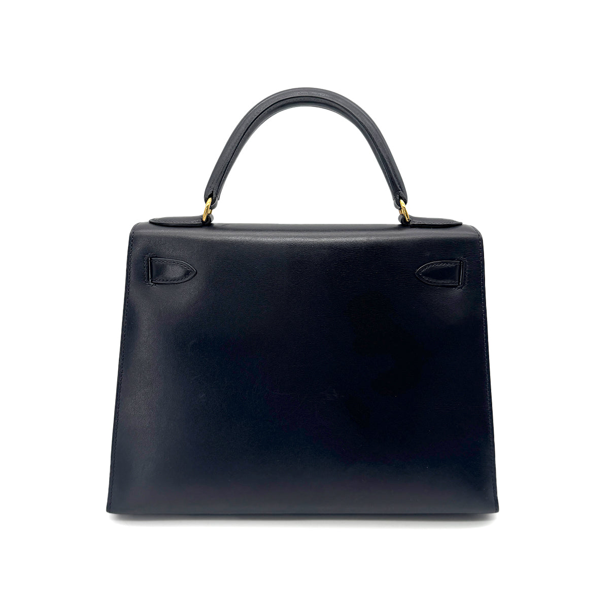 HERMES KELLY 28 SELLIER BLUE INDIGO BOX CALF HAND SHOULDER BAG □B GHW 90270855