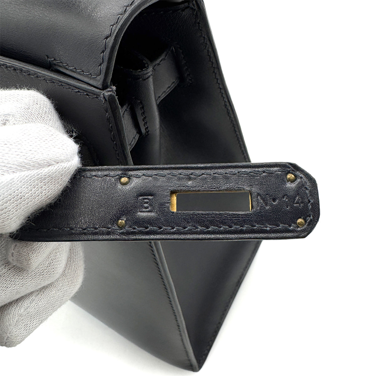 HERMES KELLY 28 SELLIER BLUE INDIGO BOX CALF HAND SHOULDER BAG □B GHW 90270855