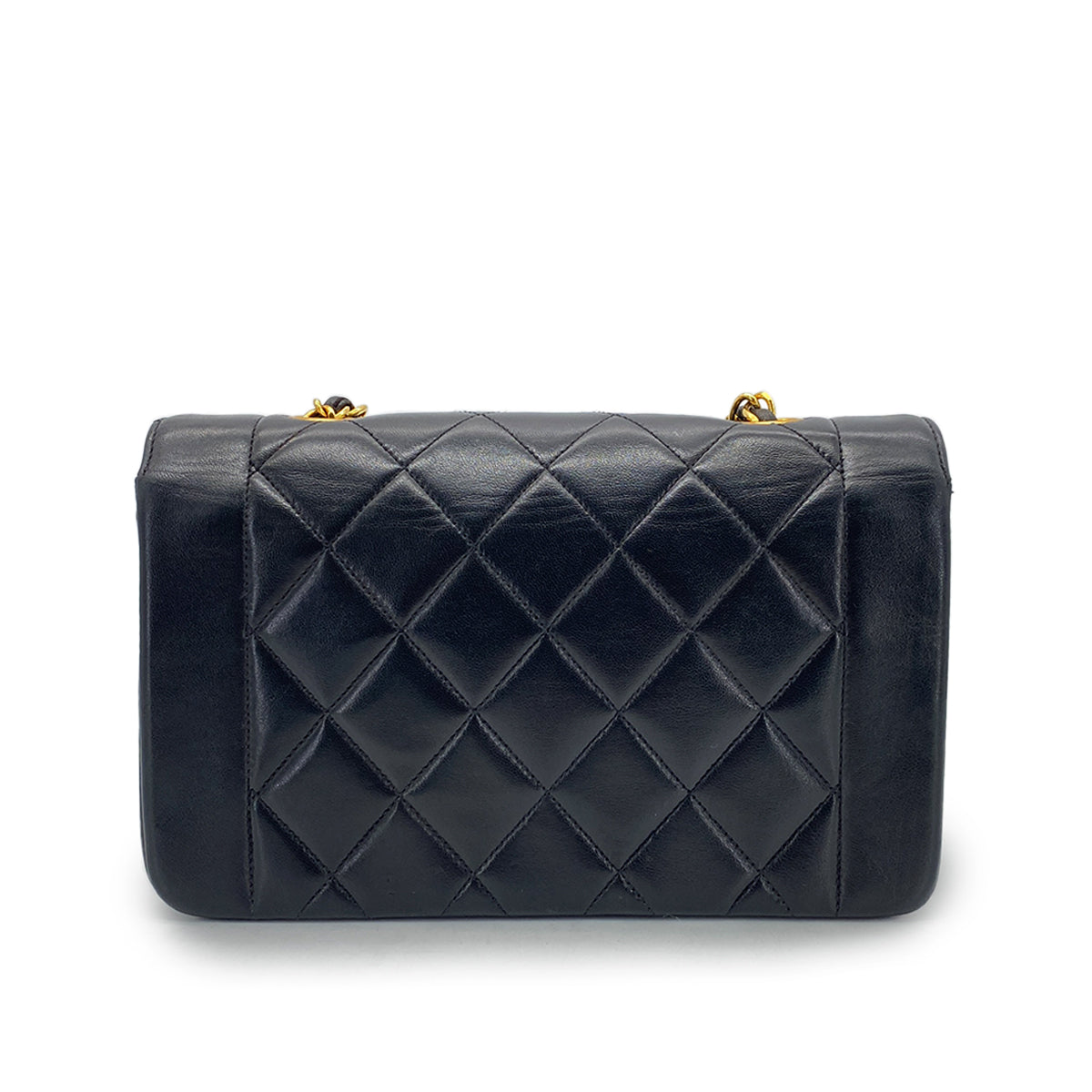 CHANEL VINTAGE DIANA SMALL CHAIN SHOULDER BAG BLACK LAMB SKIN  90270857