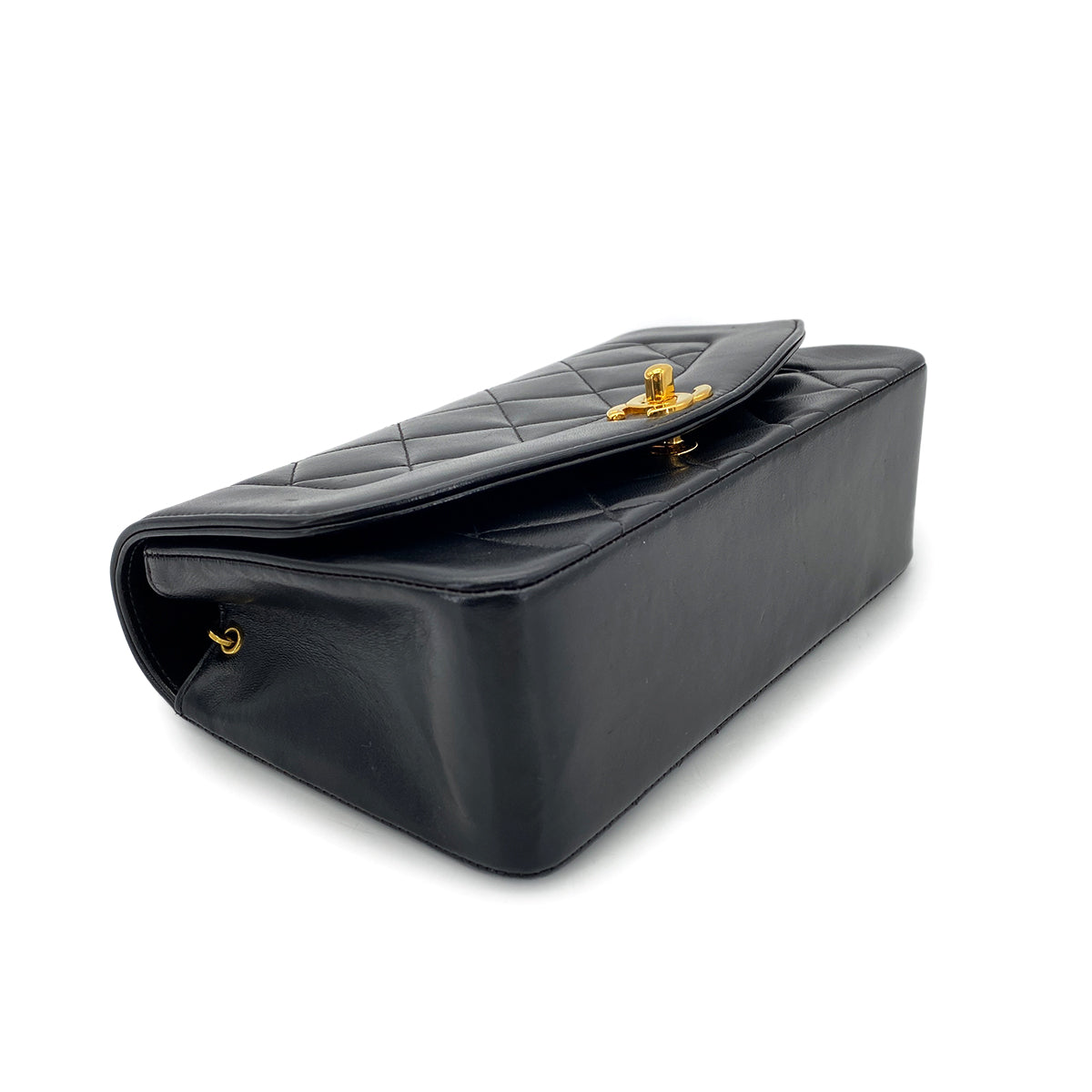 CHANEL VINTAGE DIANA SMALL CHAIN SHOULDER BAG BLACK LAMB SKIN  90270857