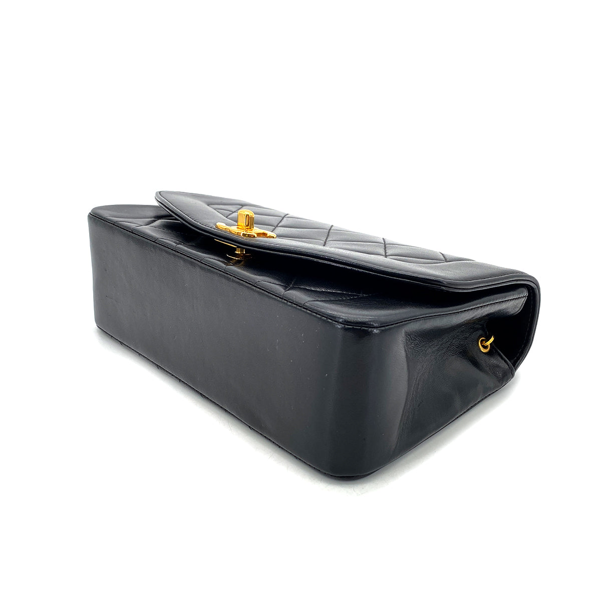 CHANEL VINTAGE DIANA SMALL CHAIN SHOULDER BAG BLACK LAMB SKIN  90270857