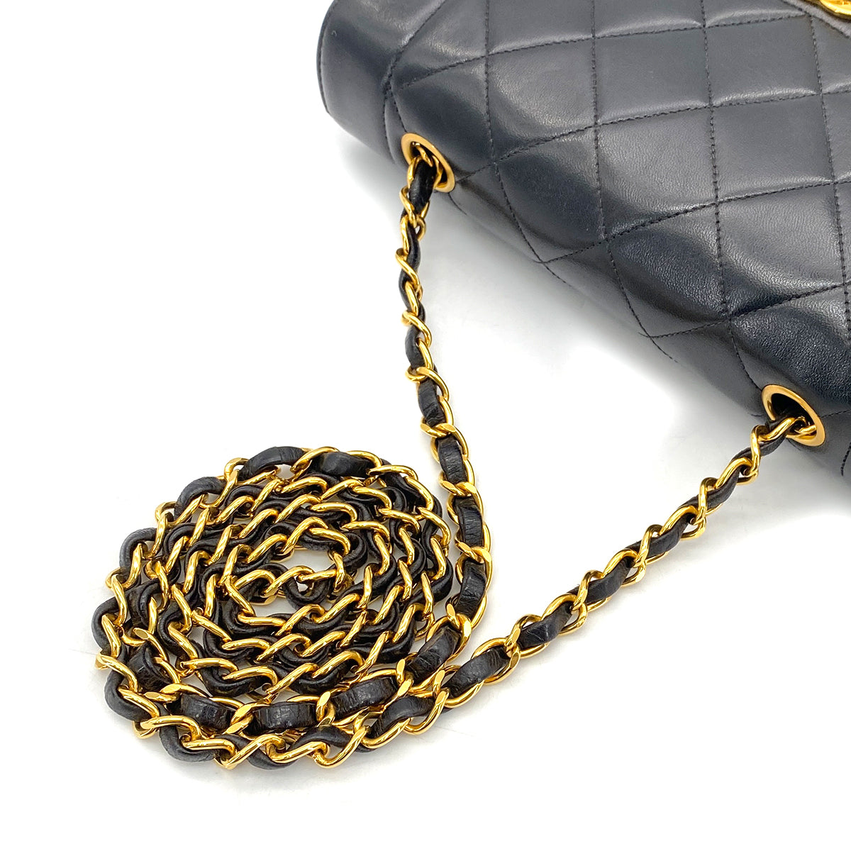 CHANEL VINTAGE DIANA SMALL CHAIN SHOULDER BAG BLACK LAMB SKIN  90270857