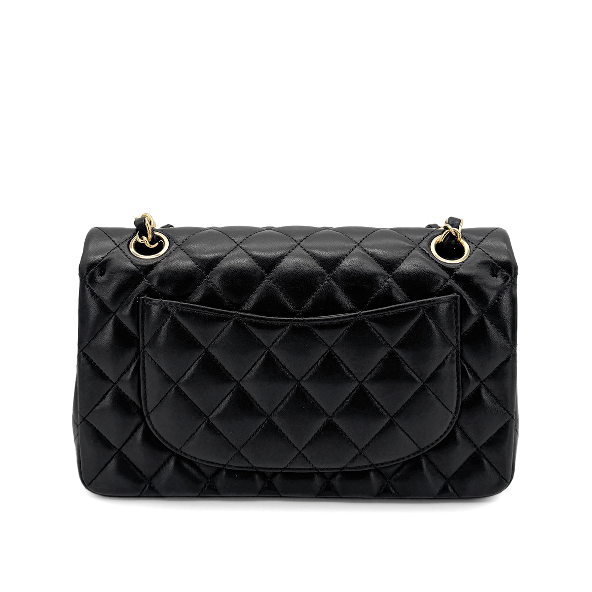 CHANEL VINTAGE CLASSIC FLAP SMALL CHAIN SHOULDER BAG BLACK LAMB SKIN 90270863