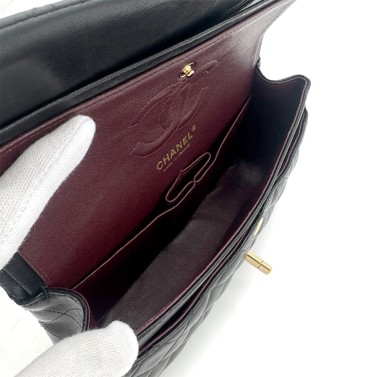 CHANEL VINTAGE CLASSIC FLAP SMALL CHAIN SHOULDER BAG BLACK LAMB SKIN 90270863