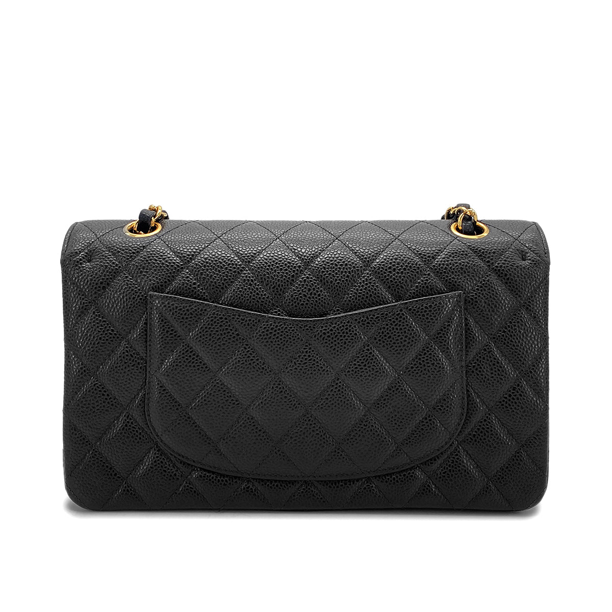 CHANEL VINTAGE CLASSIC FLAP MEDIUM CHAIN SHOULDER BAG BLACK CAVIAR SKIN 90270865