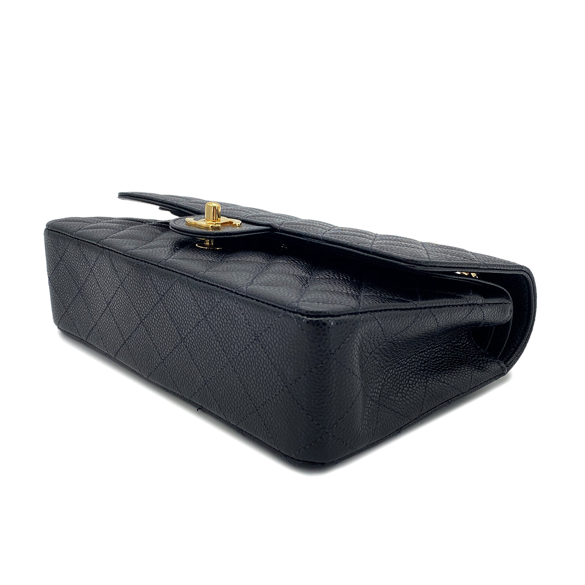 CHANEL VINTAGE CLASSIC FLAP MEDIUM CHAIN SHOULDER BAG BLACK CAVIAR SKIN 90270865