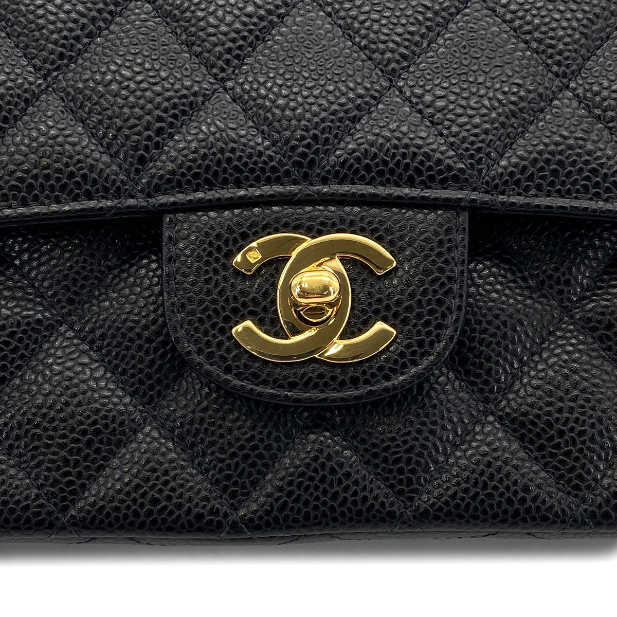 CHANEL VINTAGE CLASSIC FLAP MEDIUM CHAIN SHOULDER BAG BLACK CAVIAR SKIN 90270865