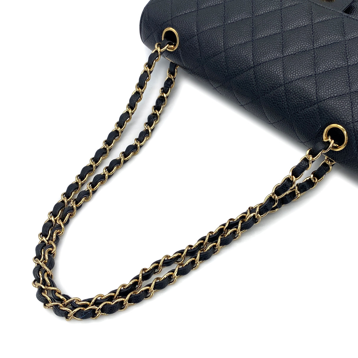 CHANEL VINTAGE CLASSIC FLAP MEDIUM CHAIN SHOULDER BAG BLACK CAVIAR SKIN 90270865