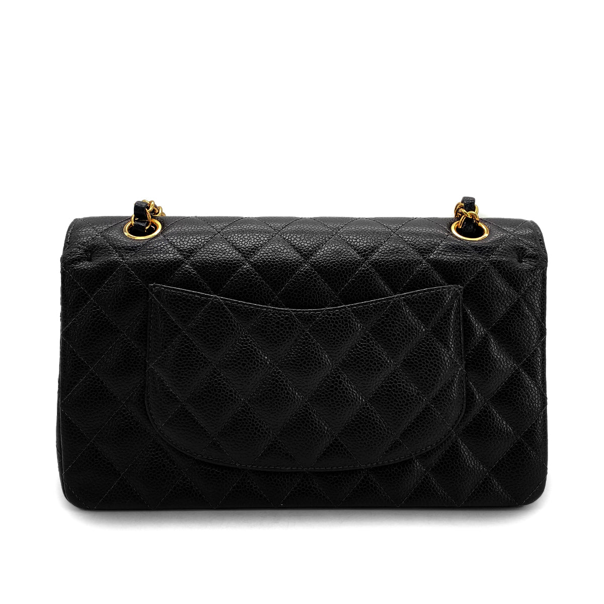 CHANEL VINTAGE CLASSIC FLAP MEDIUM CHAIN SHOULDER BAG BLACK CAVIAR SKIN 90270866