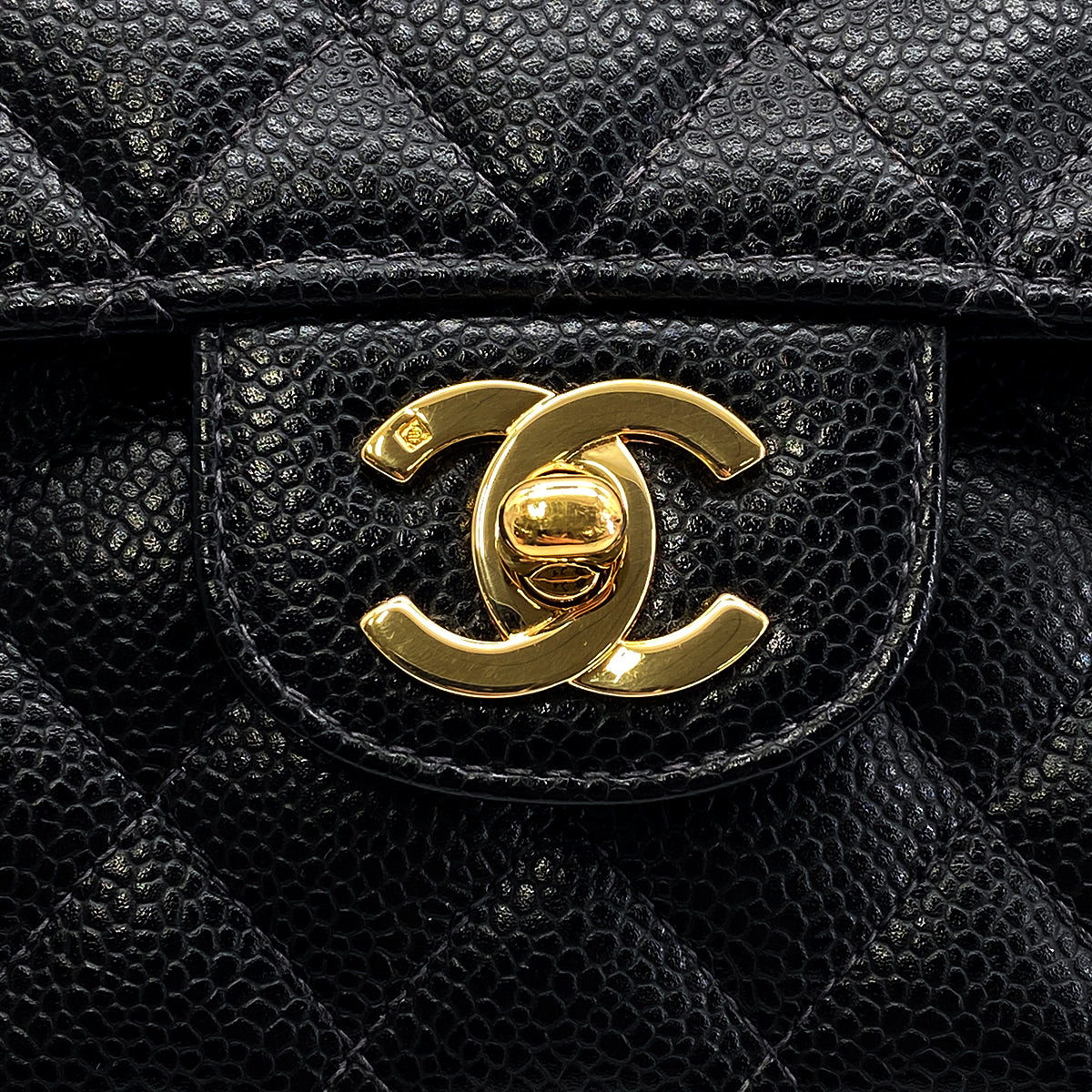 CHANEL VINTAGE CLASSIC FLAP MEDIUM CHAIN SHOULDER BAG BLACK CAVIAR SKIN 90270866